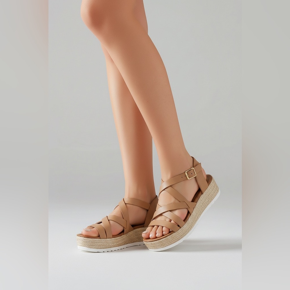 Saodimallsu Wedge Espadrilles Platform Cross Strap Ankle Buckle Open Toe…